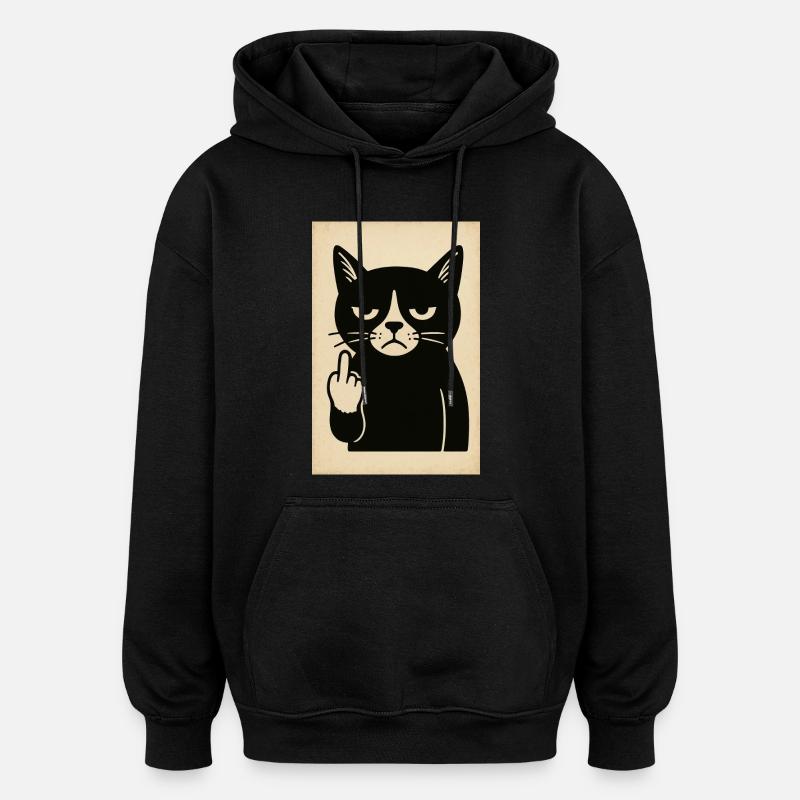 Grumpy Kitten - Oversized Unisex Hoodie - black