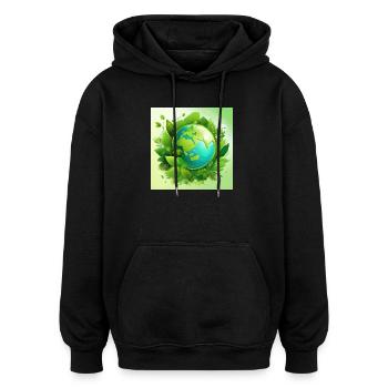 Planète verte - Sweat à capuche oversize unisexe - noir - Devant - Noah (186cm)