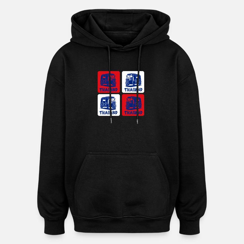 Thaïlande Tuk Tuk Design - Sweat à capuche oversize unisexe - noir