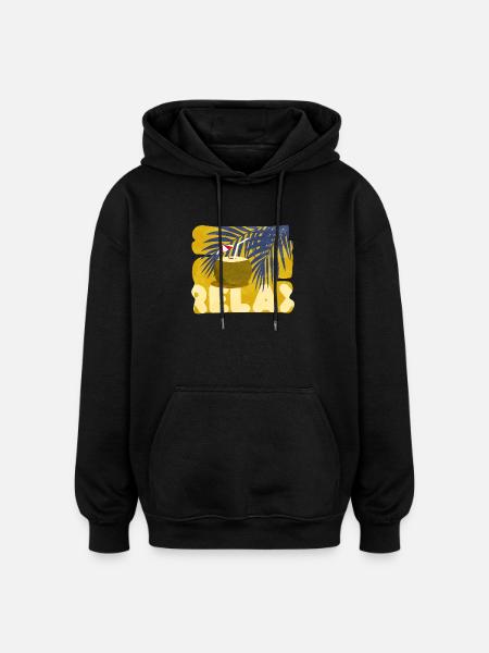 Relaxed, summer, comical, cocktail atmosphere - Oversized Unisex Hoodie - black