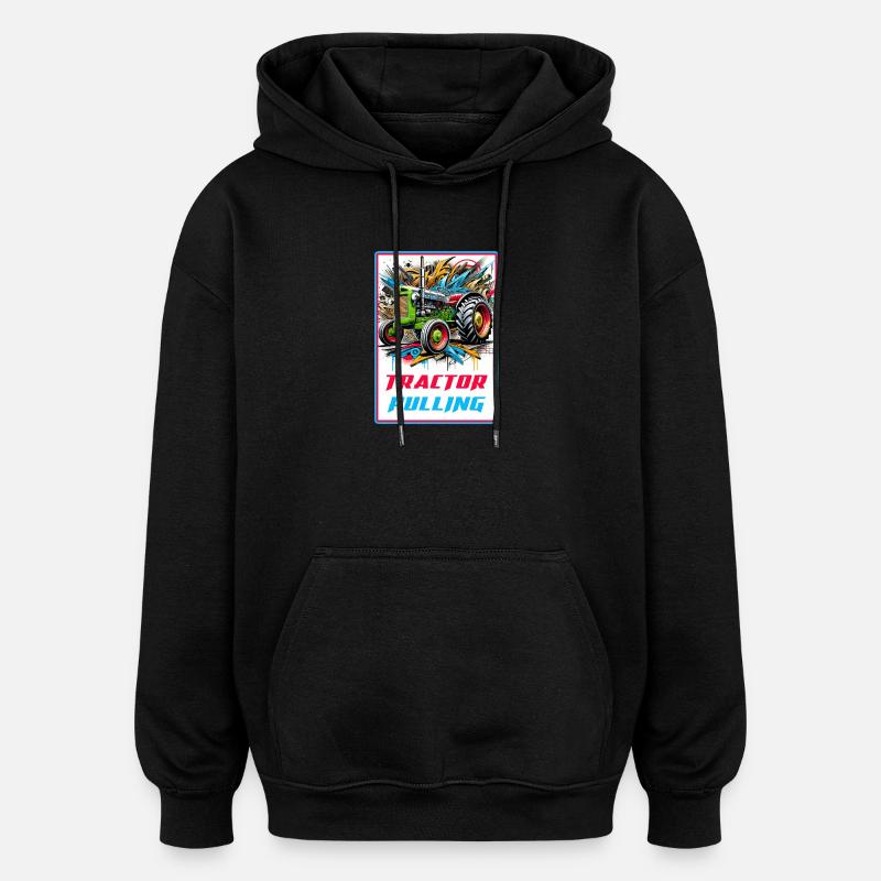 Puissance de traction du tracteur - Sweat à capuche oversize unisexe - noir