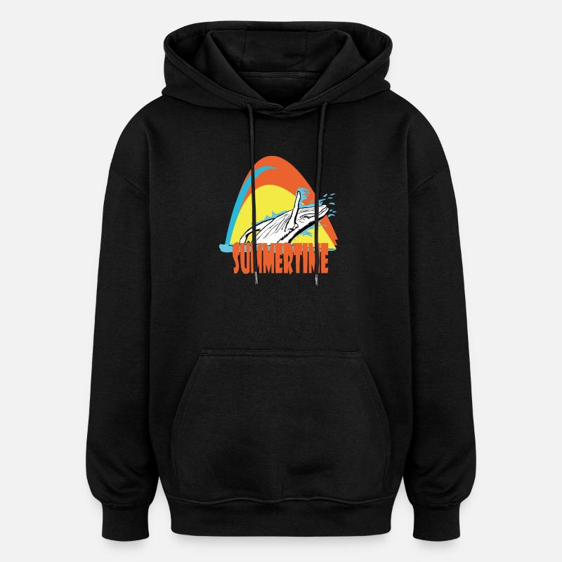 Buckelwal - Oversized Unisex Hoodie - Schwarz