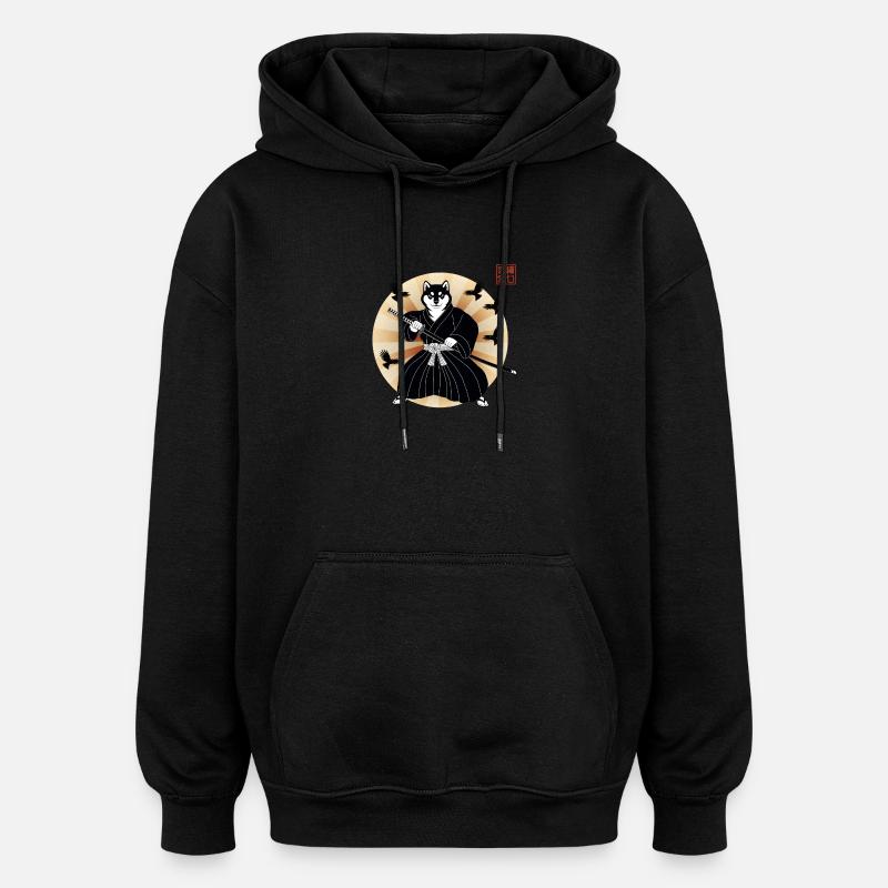 Shiba Samouraï - Sweat à capuche oversize unisexe - noir