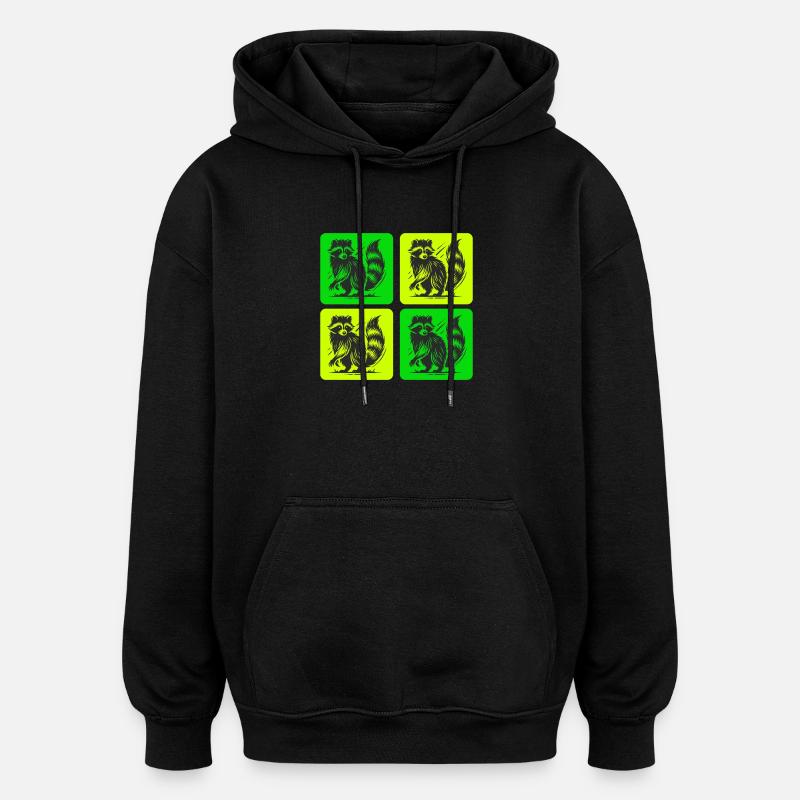 Stylischer Waschbär Retro Design - Oversized Unisex Hoodie - Schwarz
