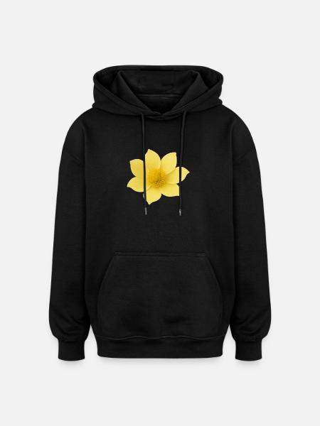 Yellow flower with soft petals - Oversized Unisex Hoodie - black