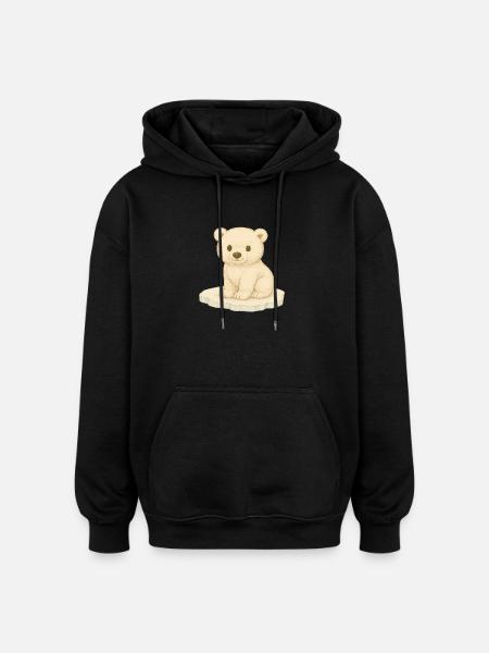 Nordic Arctic - Polar Bear - Oversized Unisex Hoodie - black