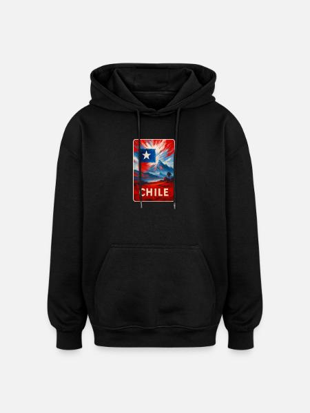 Chile Travel Art - Oversized Unisex Hoodie - black