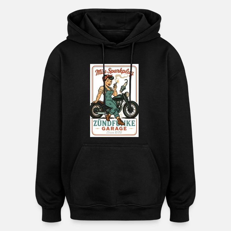 Miss Sparkplug – Zündfunke Garage Queen - Sweat à capuche oversize unisexe - noir