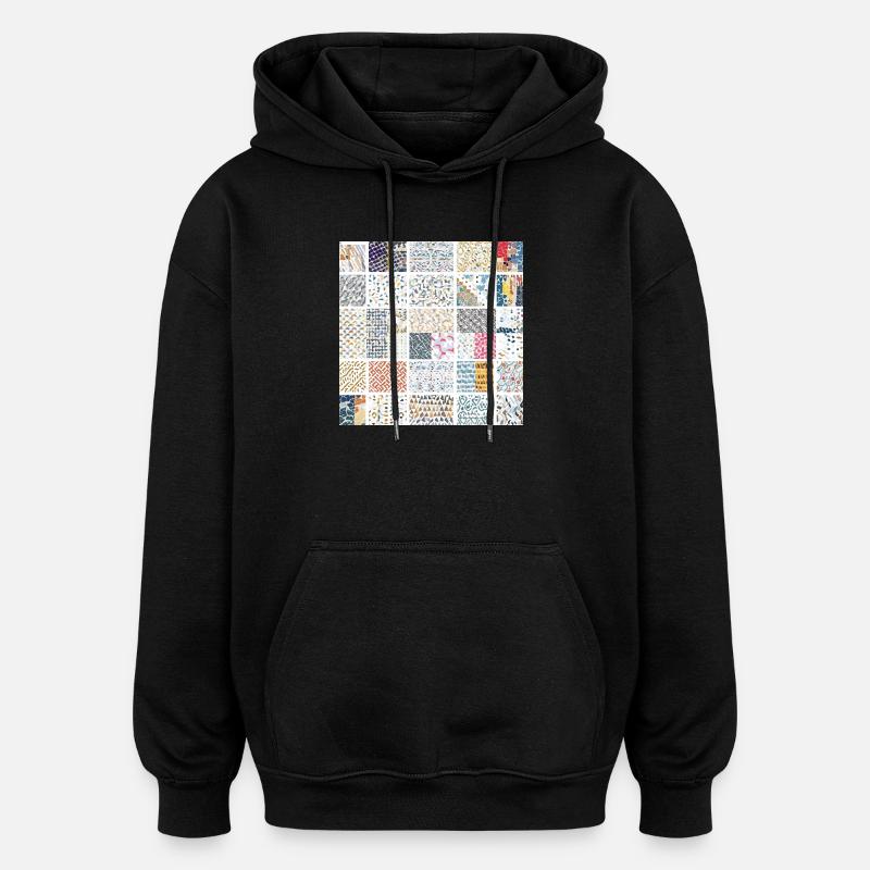 Abstract Mosaic Pattern Art Collection - Oversized Unisex Hoodie - black