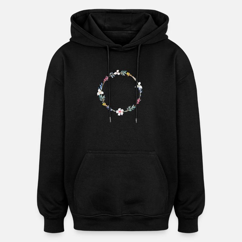 Sommer Blumen Kranz, personalisierbar - Oversized Unisex Hoodie - Schwarz
