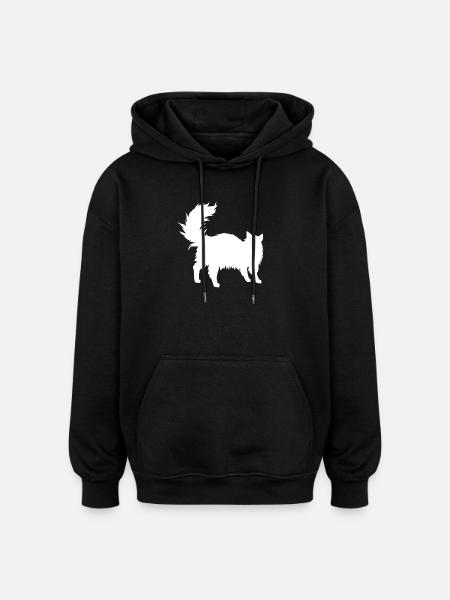 Fluffige Katzen-Silhouette - Oversized Unisex Hoodie - Schwarz
