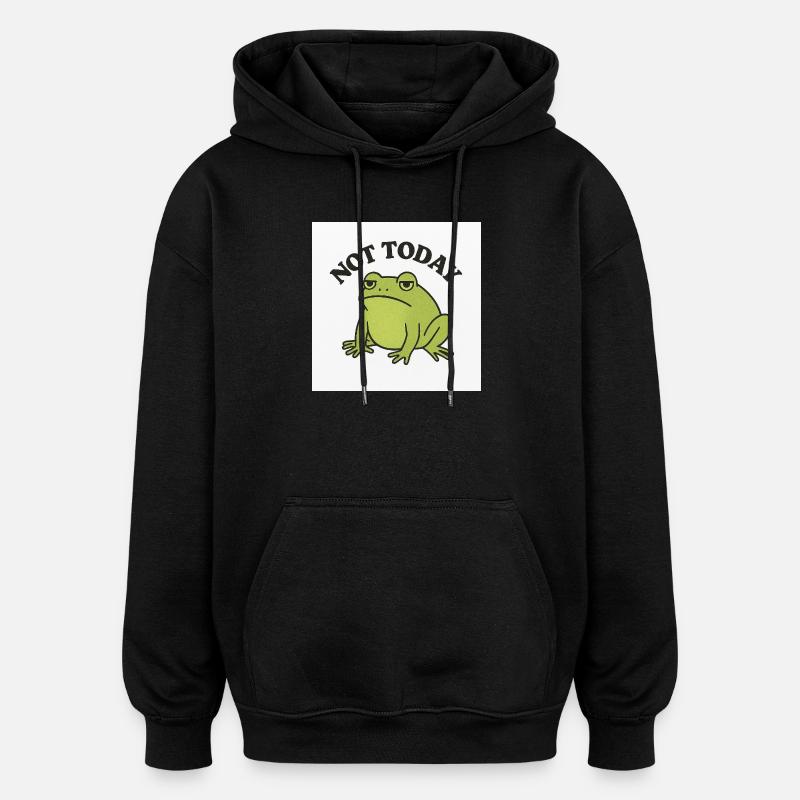 Funny frog with statement text - Oversized Unisex Hoodie - black