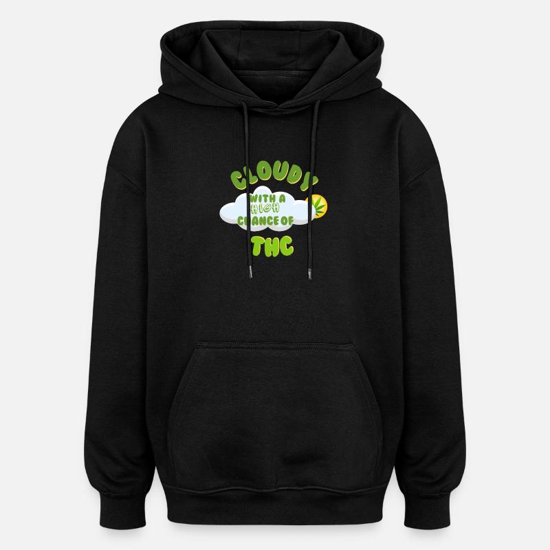 Wolkiges THC-Feier-Design - Oversized Unisex Hoodie - Schwarz