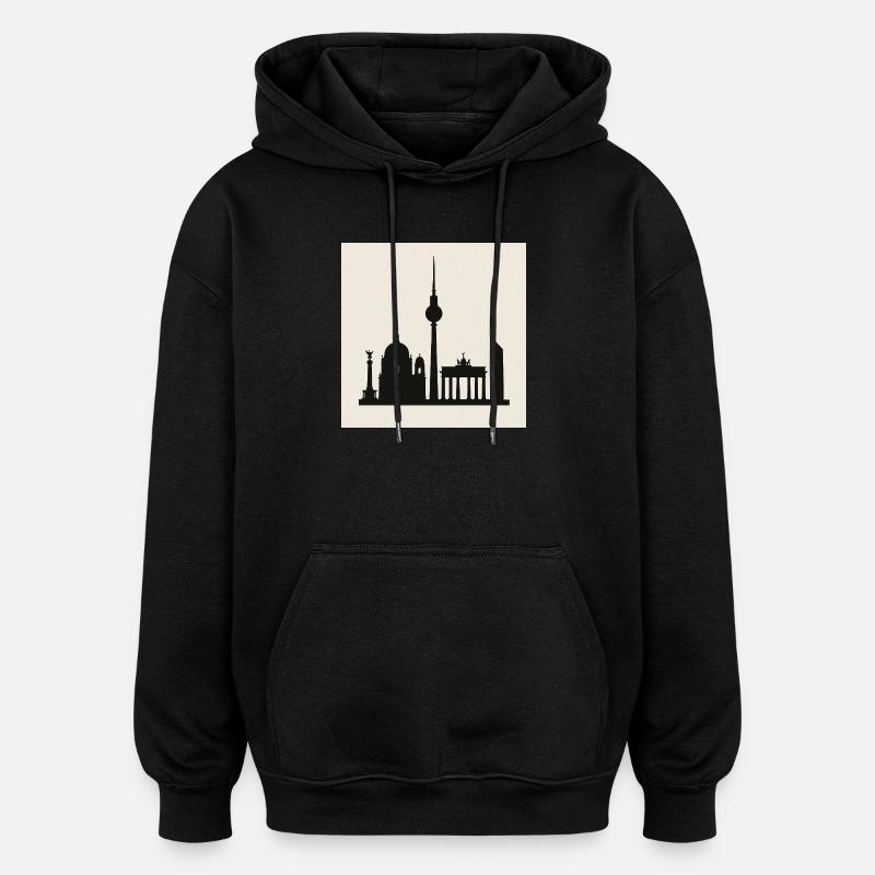 Berliner Skyline Silhouette - Oversized Unisex Hoodie - Schwarz