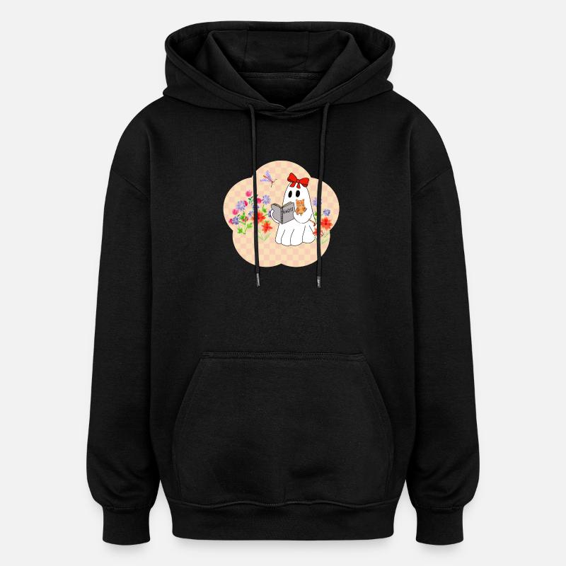 Read Ghost with Cat - Oversized Unisex Hoodie - black