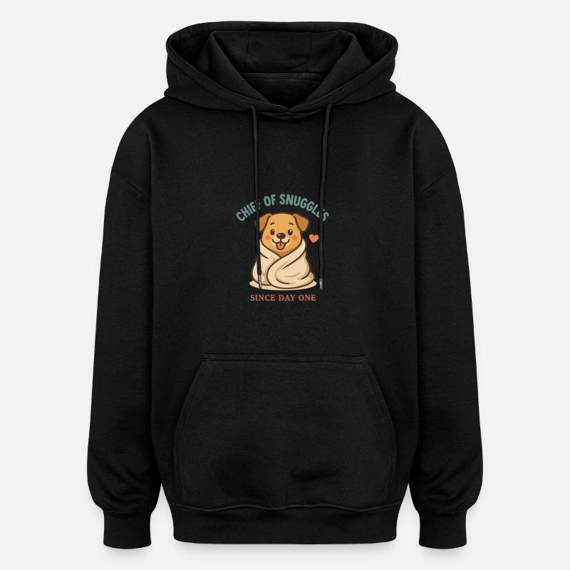 Chien avec du cœur - Sweat à capuche oversize unisexe - noir
