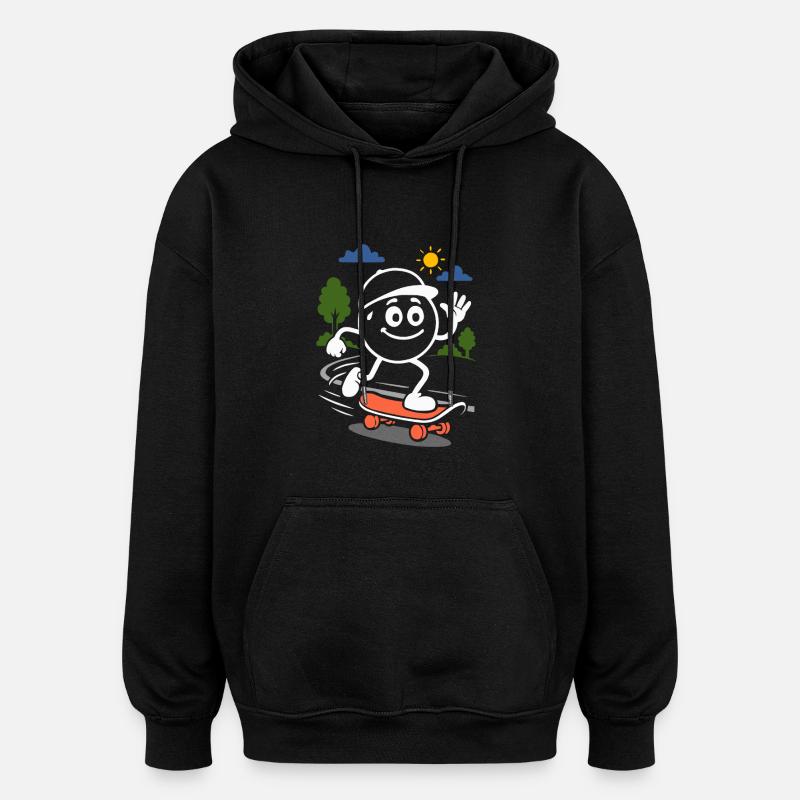 Ribbo sur le skateboard - Sweat à capuche oversize unisexe - noir