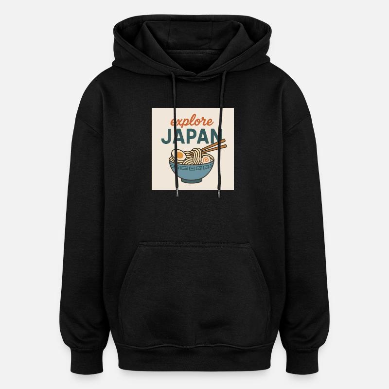 explore Japan Ramen - Sweat à capuche oversize unisexe - noir