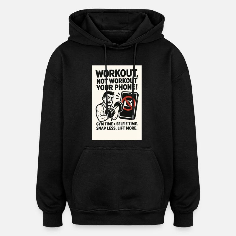 Snap Less Lift More - Sweat à capuche oversize unisexe - noir