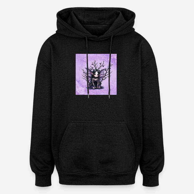 Vampire fée fille sur arbre sombre - Sweat à capuche oversize unisexe - noir