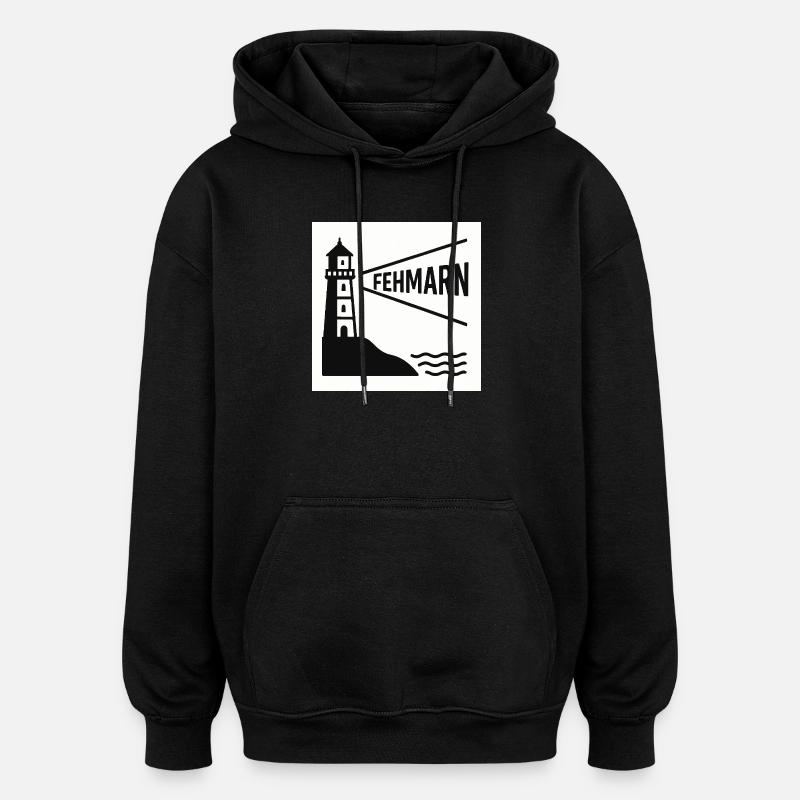 Fehmarn - Sweat à capuche oversize unisexe - noir