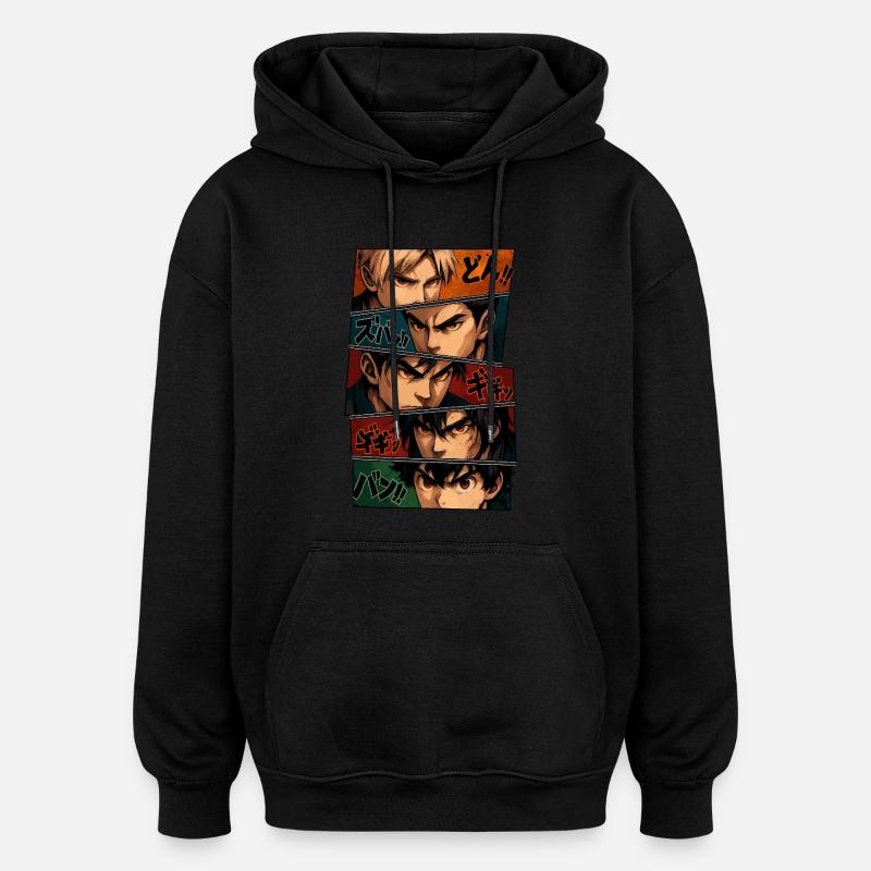 Silhouettes d'Anime Intensives - Squad - Sweat à capuche oversize unisexe - noir