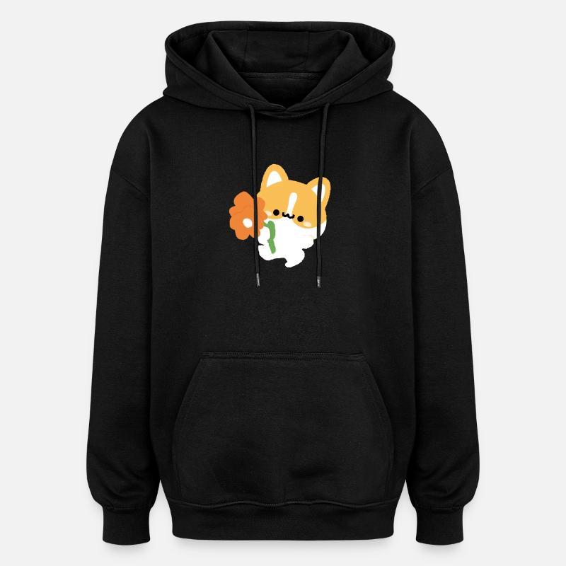 Romantischer Corgi - Oversized Unisex Hoodie - Schwarz
