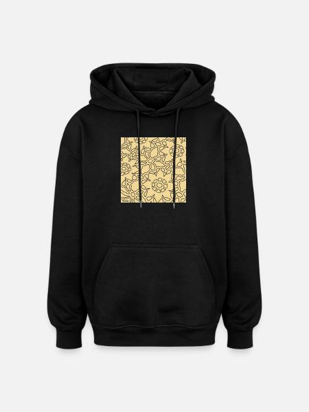 Geometrisches Blumenmuster für Stickstoffe - Oversized Unisex Hoodie - Schwarz