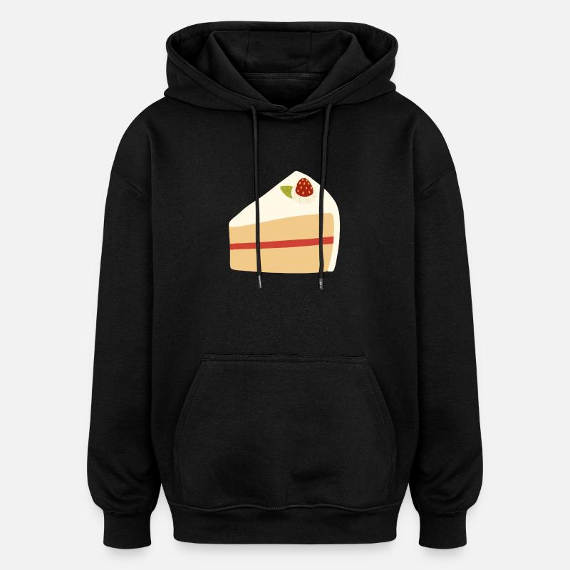 Erdbeer-Sahnetorte Illustration - Oversized Unisex Hoodie - Schwarz