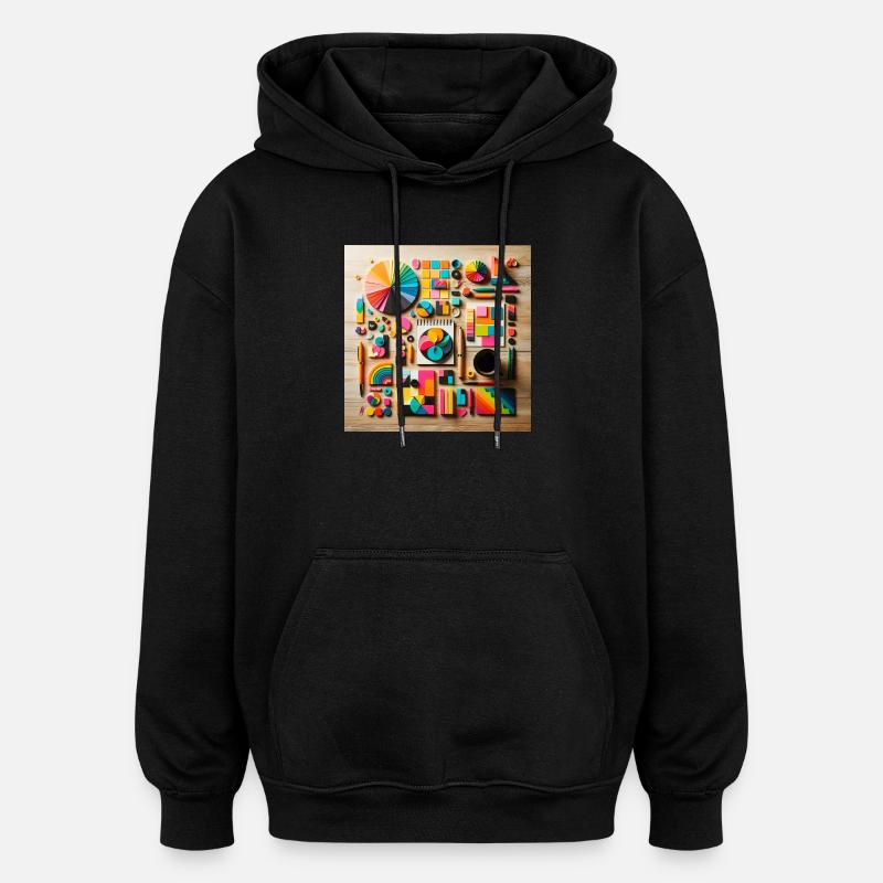 Abstrakte Komposition aus farbigen Formen - Oversized Unisex Hoodie - Schwarz