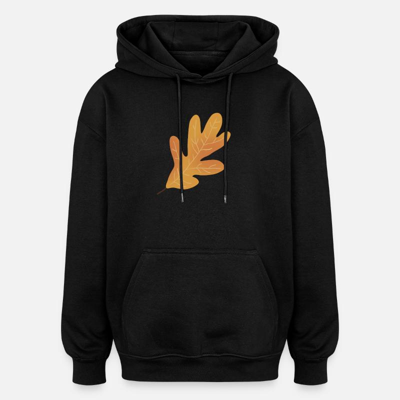 Herbst Eichenblatt Illustration - Oversized Unisex Hoodie - Schwarz
