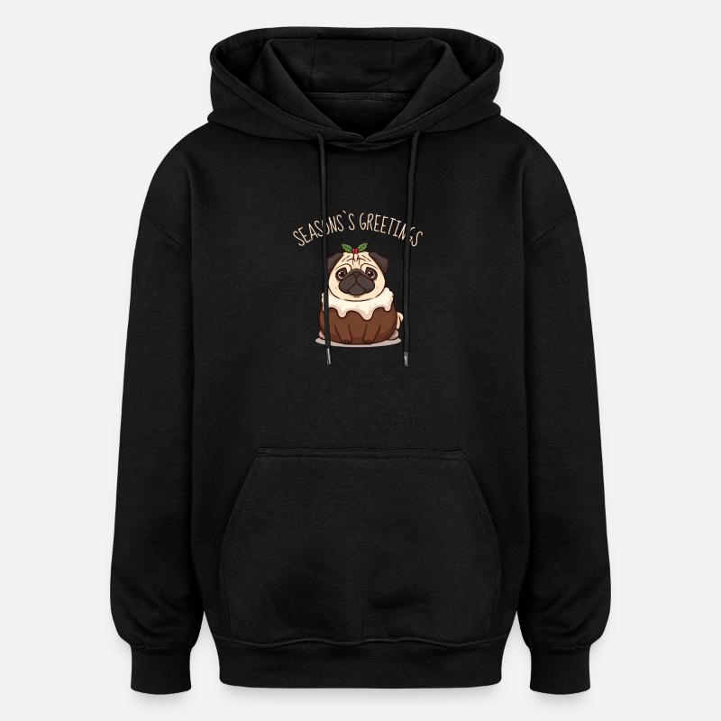 Bouledogue français – Vœux de Noël - Sweat à capuche oversize unisexe - noir