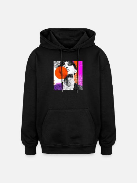 Wraparound Abstract Pop Art Portrait - Oversized Unisex Hoodie - black