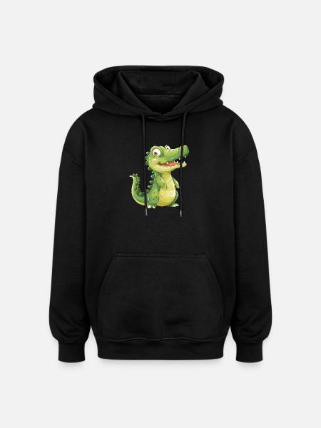 Mignon bébé crocodile - Sweat à capuche oversize unisexe - noir