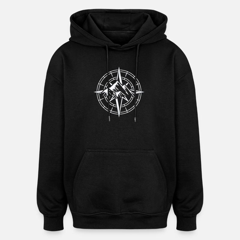 Adventure Compass Design - Oversized Unisex Hoodie - black