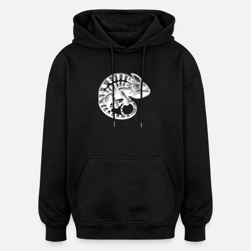 Jungle reptile caméléon tatouage - Sweat à capuche oversize unisexe - noir