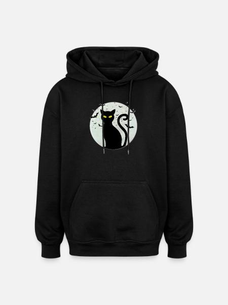 Black_cat-full_moon - Sweat à capuche oversize unisexe - noir