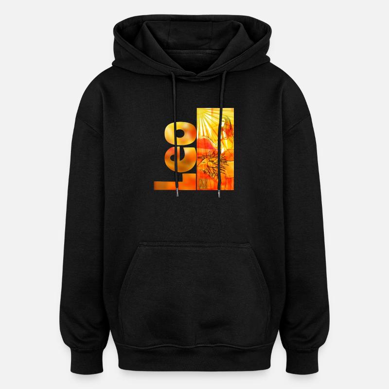 Signe du zodiaque Lion - Sweat à capuche oversize unisexe - noir