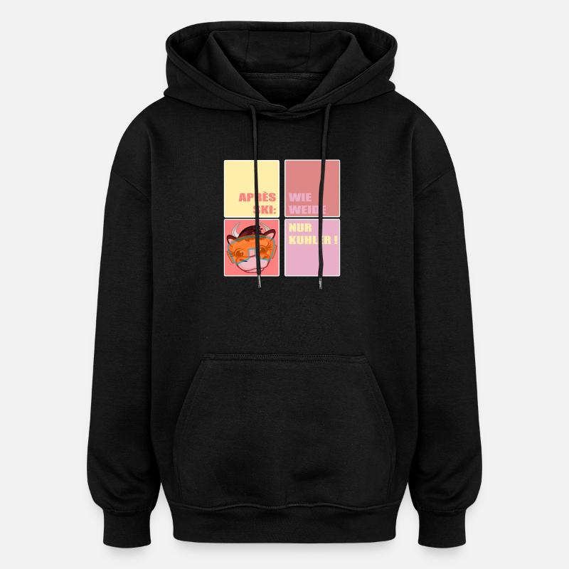 APRÈS-SKI SKI VACHE DRÔLE - Sweat à capuche oversize unisexe - noir