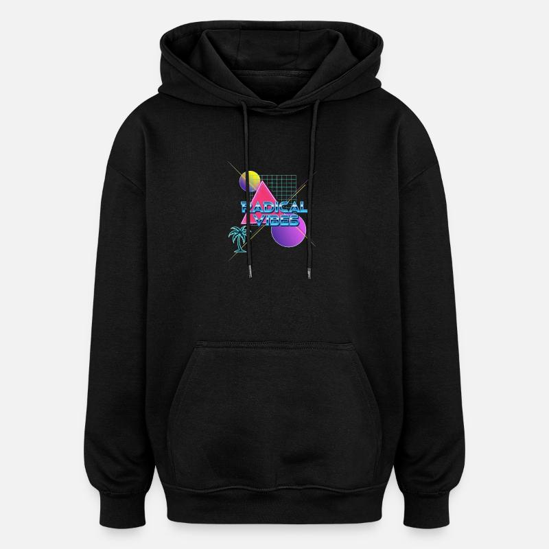 Ambiance néon rétro radicale - Sweat à capuche oversize unisexe - noir