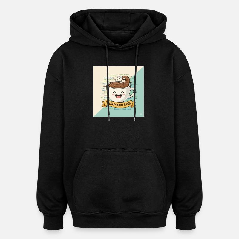 Happy Coffee Mug and Code - Oversized Unisex Hoodie - black