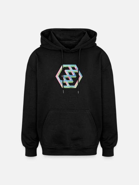 Abstraktes Bunte Hexagonmuster - Oversized Unisex Hoodie - Schwarz