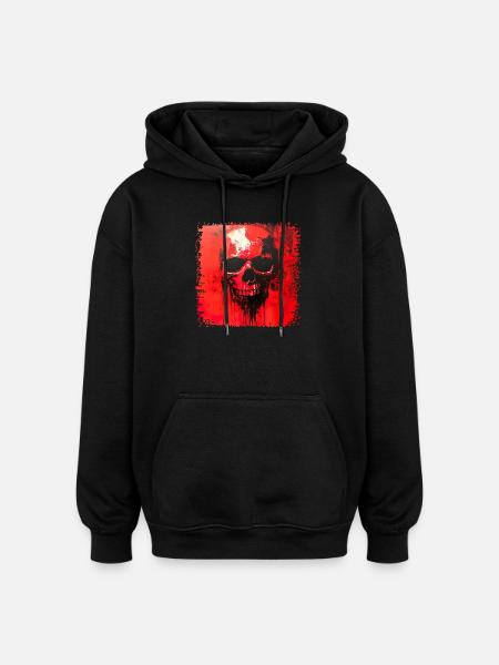Dunkler Skull Kunstdruck - Oversized Unisex Hoodie - Schwarz
