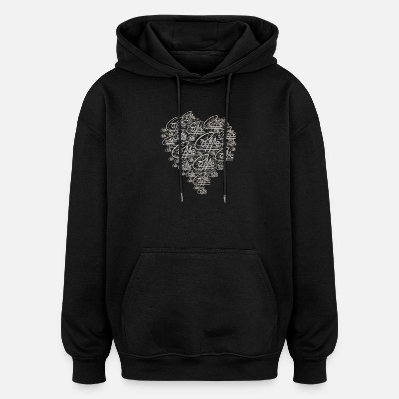 L’amour du café V3 - Sweat à capuche oversize unisexe - noir