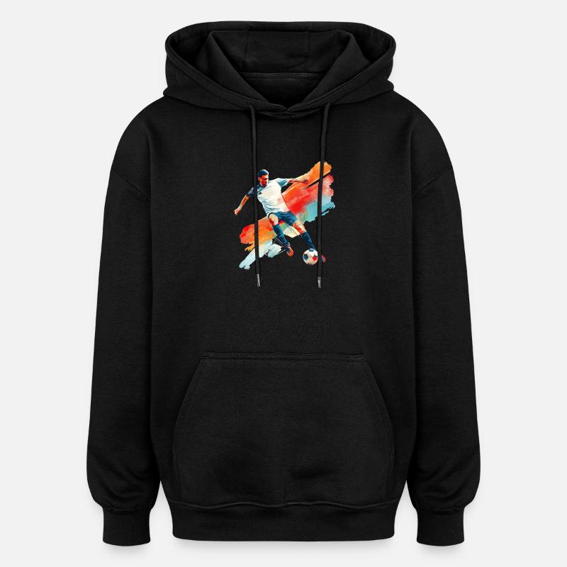 Dynamic soccer player in motion - Oversized Unisex Hoodie - black