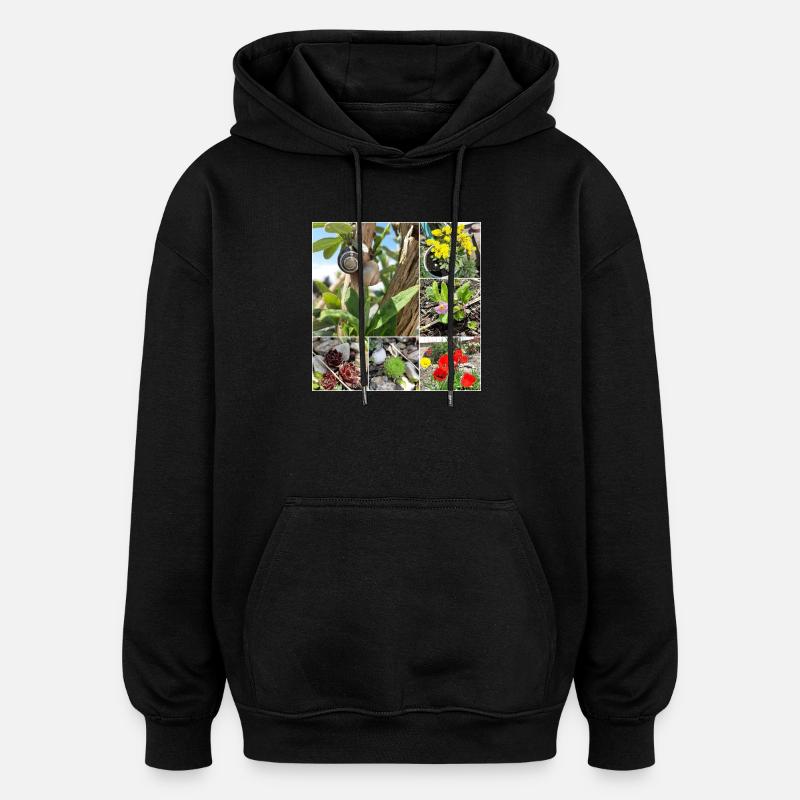 Various garden plants and snails - Oversized Unisex Hoodie - black