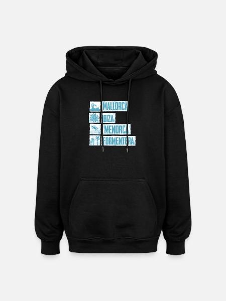 Îles Baléares - Sweat à capuche oversize unisexe - noir