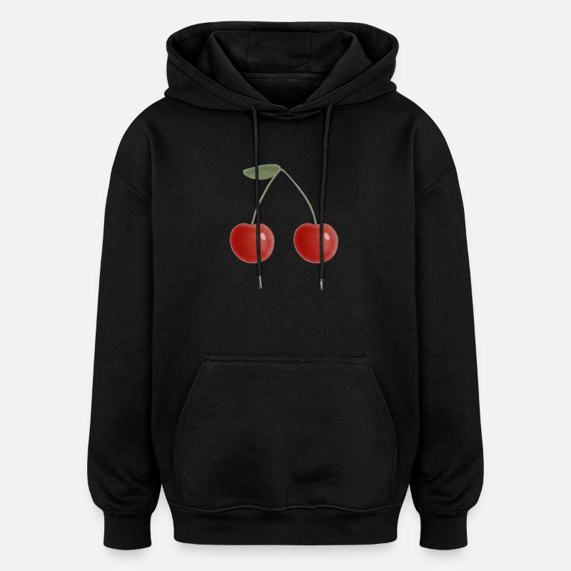 Cerises - Sweat à capuche oversize unisexe - noir