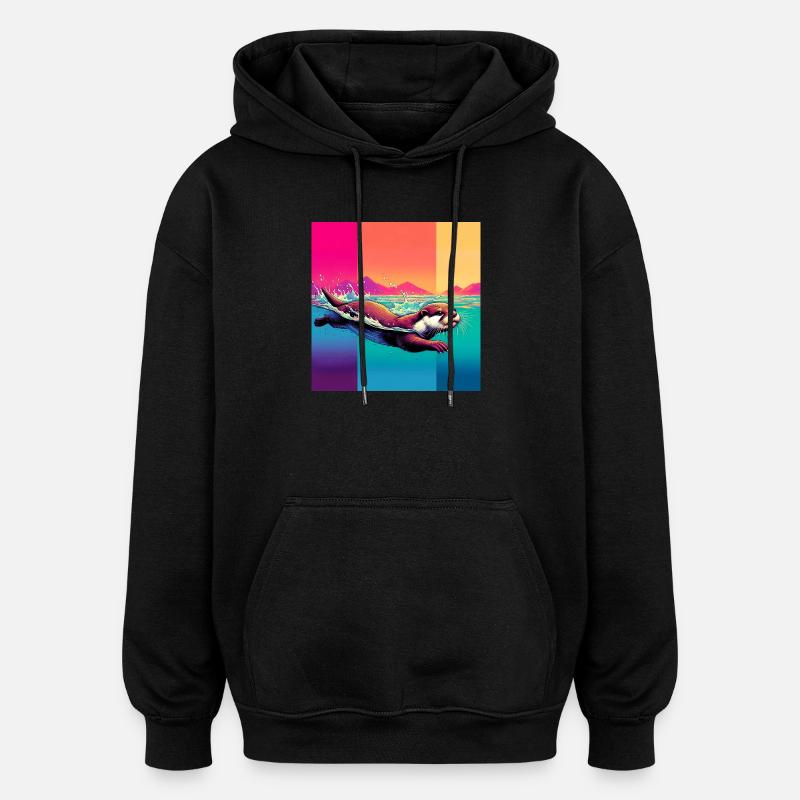 loutre - Sweat à capuche oversize unisexe - noir