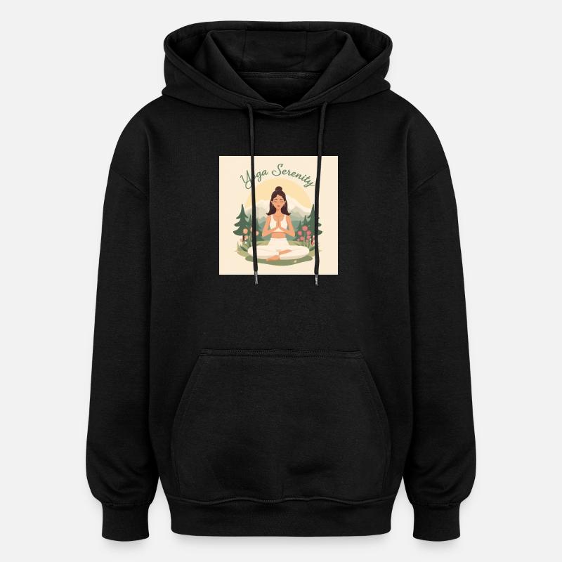 Yoga Sérénité Nature Design - Sweat à capuche oversize unisexe - noir